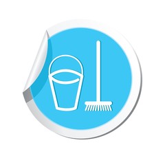 Map pointer with bucket and mop for cleaning icon