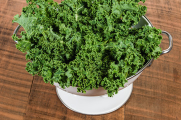 Colandar full of green kale