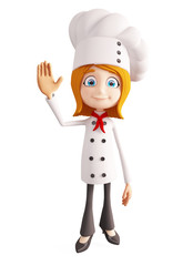 Chef character with saying hi pose