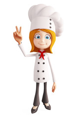 Chef character with victory sign