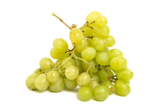 A bunch of green grape with isolated white background