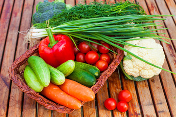 Close up view of nice fresh vegetables on the table