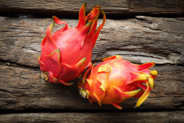 Asian Dragon fruit on the wooden background