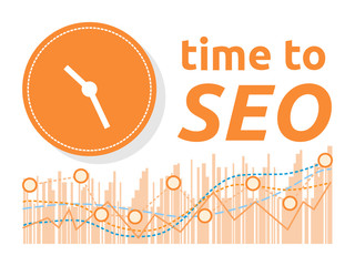 Time to SEO Word with Clock and Growth Graphs