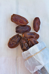 Dates on a vintage wooden background