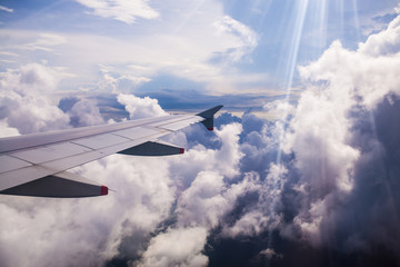 Fototapeta na wymiar View from plane to sky