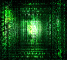 Digital abstract matrix background with a blast glare