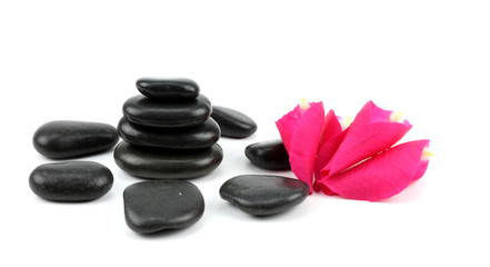 Black spa stones isolated on white...