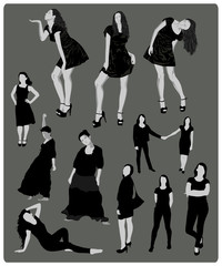 Set of woman silhouettes