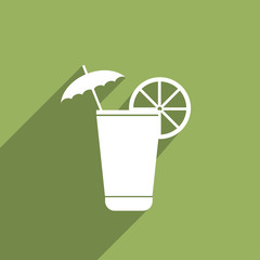 Flat Icon of glass of drink with an umbrella