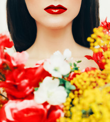 Fototapeta premium Sensual fashion lady. Flowers, Spring, Romance, March 8