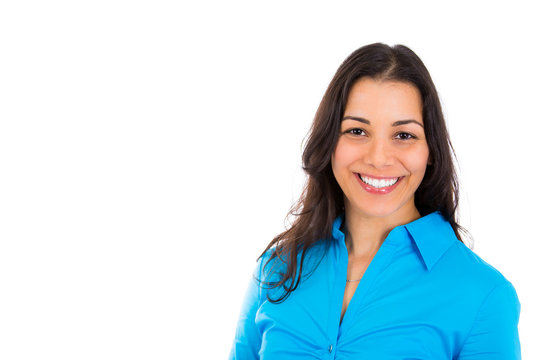 Closeup Headshot Portrait Young Beautiful Happy Business Woman