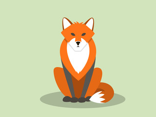 Sitting Fox In Flat Style