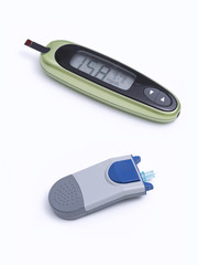 Apparatus for measuring blood glucose on white background