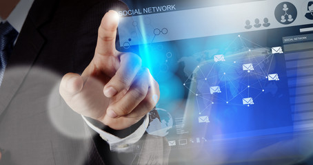 businessman working with new modern computer show social network