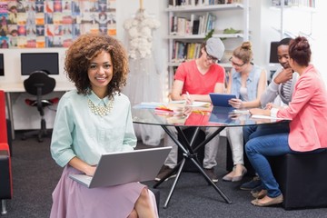 Fashion student using her laptop