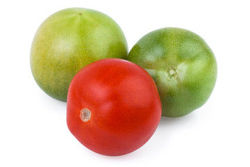 tomatoes red green isolated over white