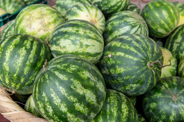 watermelon group from a marketplace in a basket