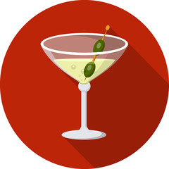 Vector Martini Glass Flat Icon