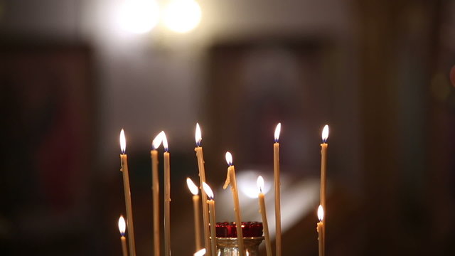 Burning candles in the Orthodox Church