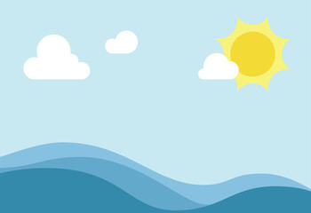 Blue clear sky with sun and clouds