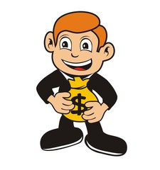 businessman character can money