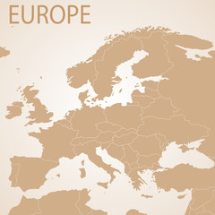 Obraz premium Europe map brown . Vector political with state borders