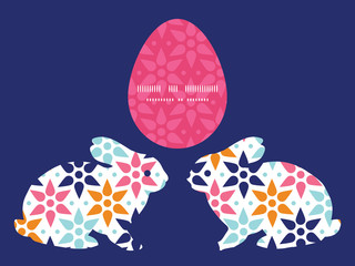 Vector abstract colorful stars bunny rabbit silhouette Easter