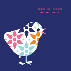 Vector abstract colorful stars chicken silhouette Easter frame