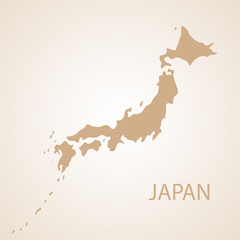 Japan map brown vector illustration