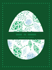 Vector abstract blue and green leaves Easter egg sillhouette