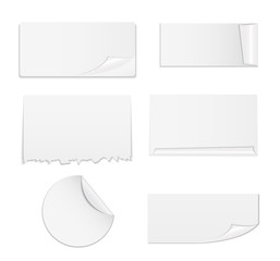 Set of White Paper Stickers Isolated on Background.  Vecto