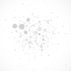 Molecules on gray background . Vector illustration
