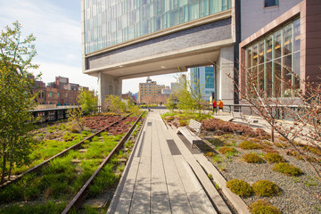 The High Line popular linear park built on the elevated train