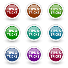 tips tricks web icons colorful vector set
