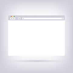 Opened browser window template on gray background