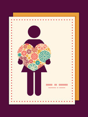 Vector abstract decorative circles woman in love silhouette