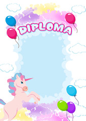 Diploma for children with pony and balloons © maria treter