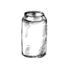 Can aluminum. Sketch. Vector illustration.