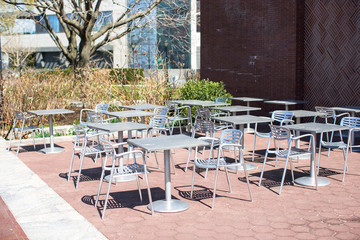 Served table set at restaraunt in New York outdoors