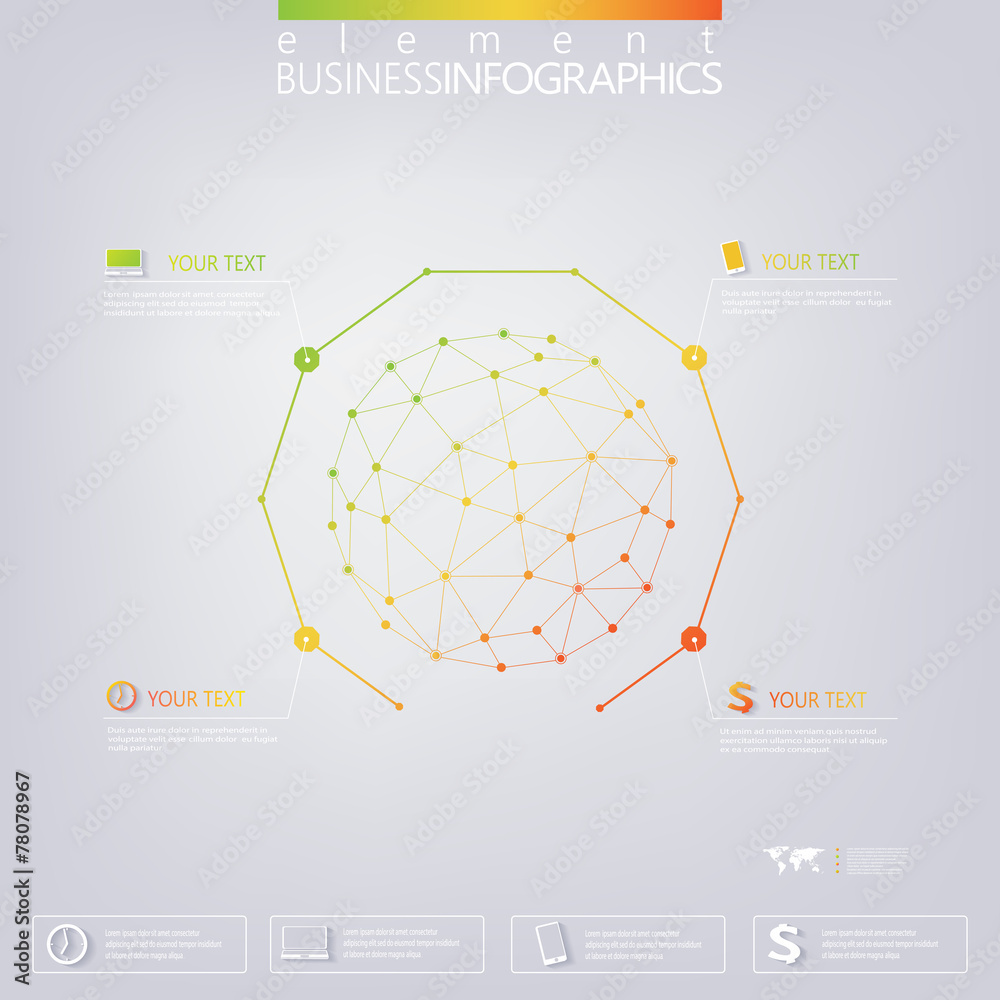 Poster modern 3d infographic network template with place for your text