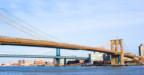 Brooklyn Bridge over East River viewed from New York City