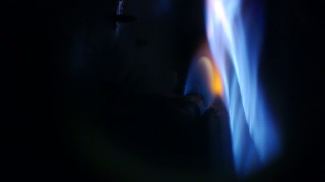 gas furnace - central heating - natural gas burner - blue flames