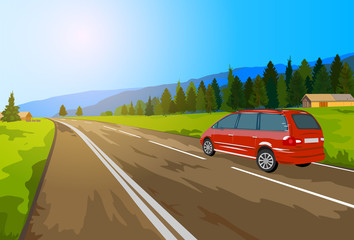 Obraz na płótnie Canvas Alps car travel.
