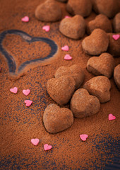 Heart shaped chocolate truffles
