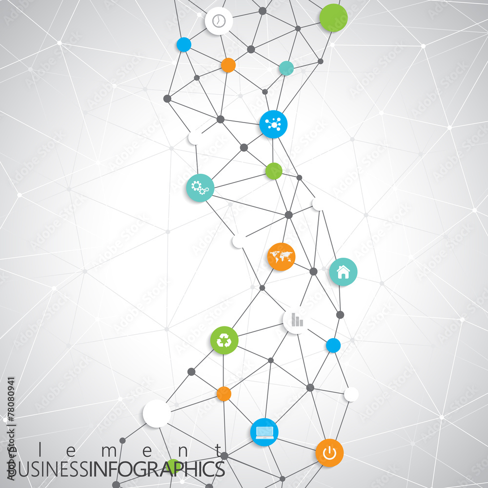 Poster modern infographic network template with place for your text
