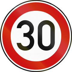 German traffic sign restricting speed to 30 kilometers per hour