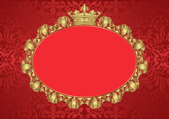 vintage background with golden frame and crown