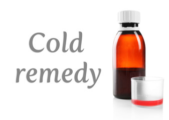 Cough syrup isolated on white