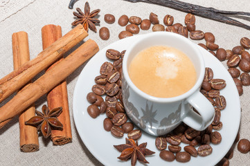 Café con espuma y canela